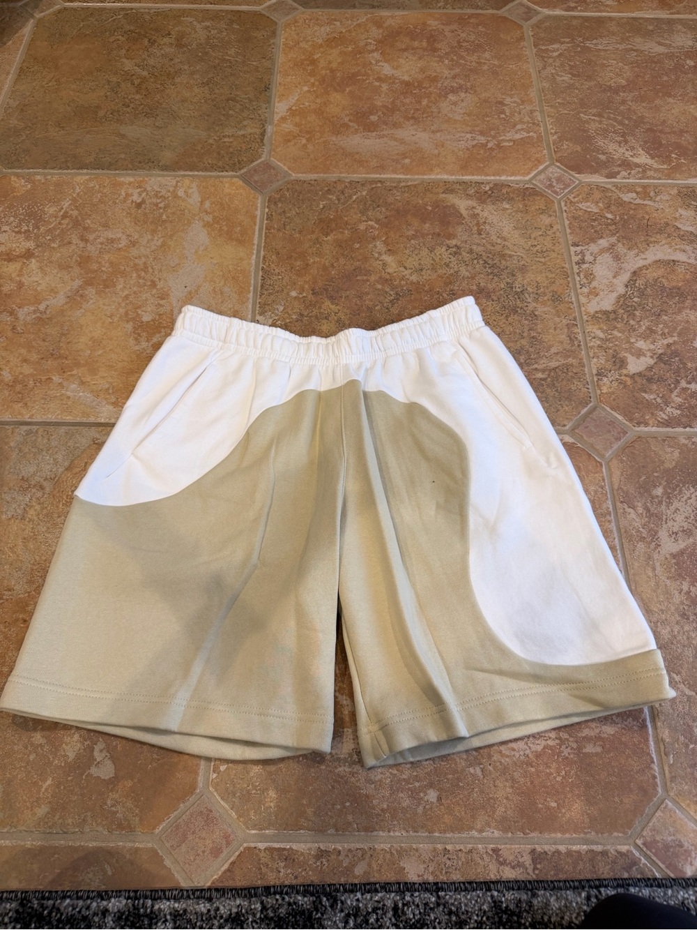 Nike Men's Two-Tone Cream and White Casual Shorts